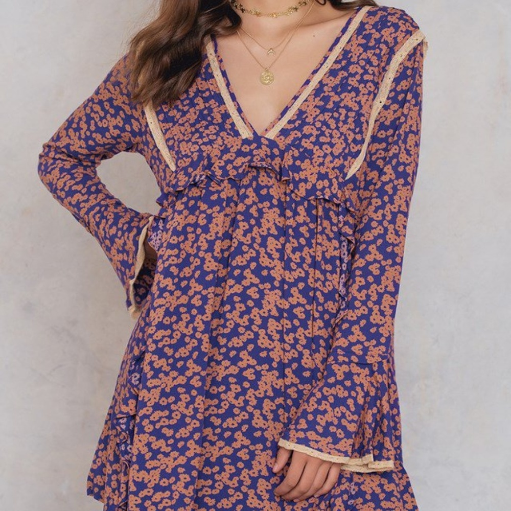 Free People Ruffled Peasant Mini Dress - Picture 2 of 7